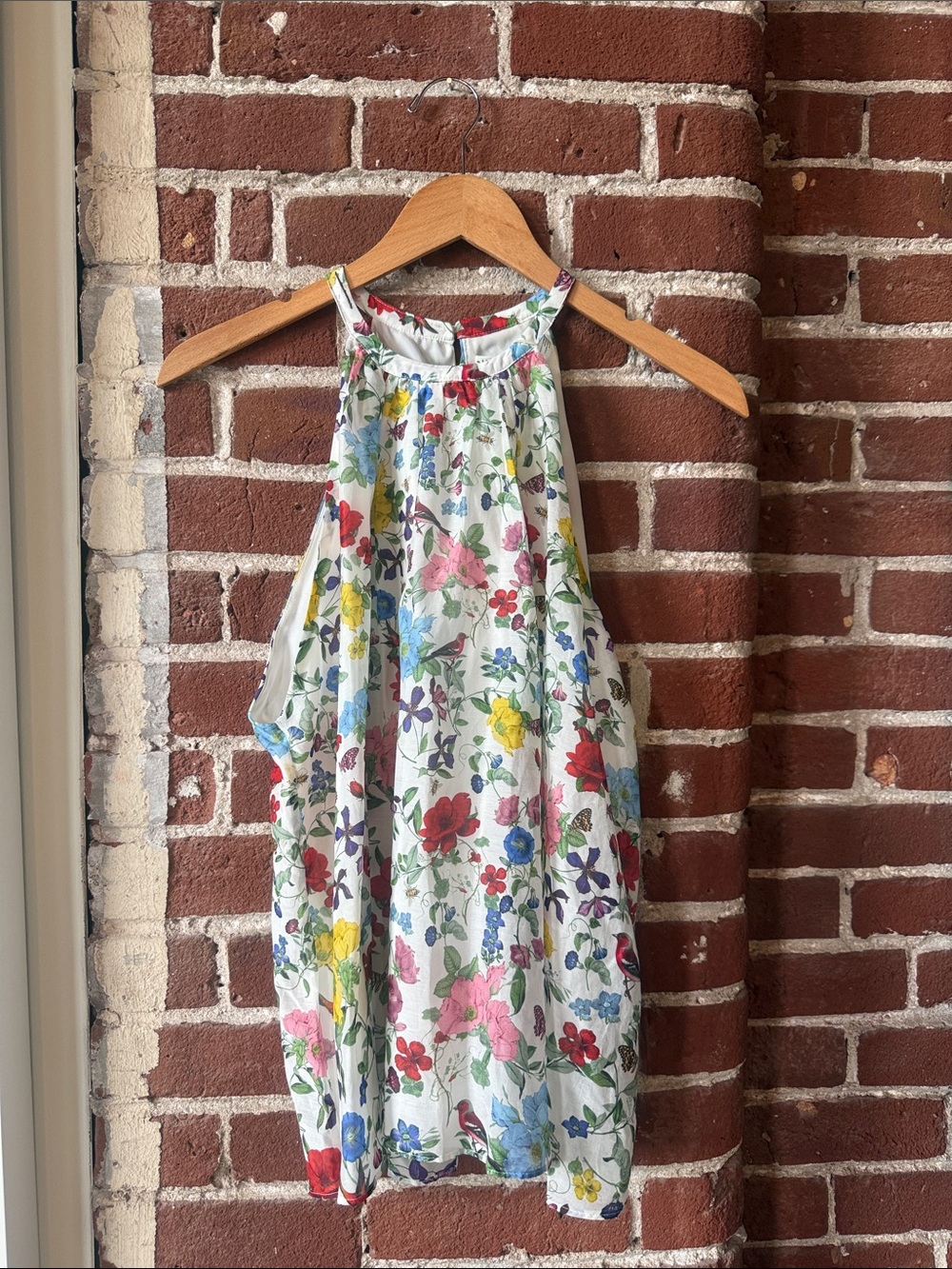 Alice + Olivia White Floral Halter Tank with Multicolor Blooms
